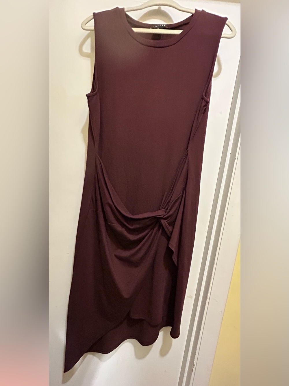 Trouve Sleeveless Midi Dress in Deep Burgundy W/Wrap Below Waist, Sz XL